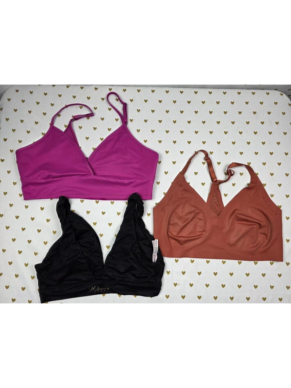 Victorias Secret Pink LOT OF 3 MEDIUM lounge comfy Bralettes Bra Tops Tanks